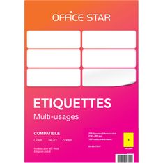 Office Star - 100 Étiquettes jaune fluo - 210 x 297 mm