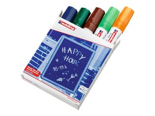 edding 4090 chalk - Marqueur - non permanent - pour verre, miroir, tableau noir  - opaque - craie liquide à l'eau - 4-15 mm (pack de 5)