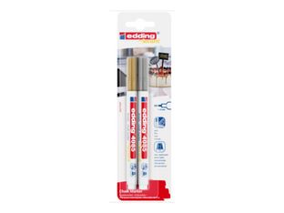 edding 4085 - Marqueur - non permanent - pour miroir, verre, tableau noir - or, argent - opaque - craie liquide à l'eau - 1-2 mm (pack de 2)