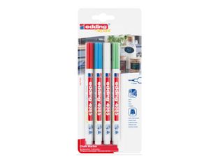 edding 4085 - Marqueur - non permanent - pour miroir, verre, tableau noir  opaque - craie liquide à l'eau - 1-2 mm (pack de 4)