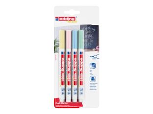 edding 4085 - Marqueur - non permanent - pour miroir, verre, tableau noir - opaque - craie liquide à l'eau - 1-2 mm (pack de 4)