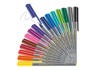 edding 55 - Feutre fin - pour carton - couleurs assorties - encre à l'eau - 0.3 mm - extra fin (pack de 16)