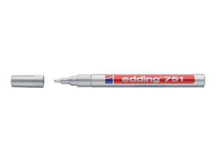 edding 751 gloss paint - Marqueur - permanent - pour verre, métal, plastique - argent - encre pigmentée à base d'eau - 1-2 mm - fin