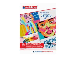 edding 30010 - Bloc acrylique/huile - gommé - A3 (295 x 420 mm) - 10 feuilles / 20 pages - blanc