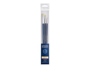 Lefranc Bourgeois - Lot de pinceaux - 3 parties - rond, usé bombé, brillant - taille : 4, 8, 14