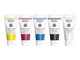 Lefranc Bourgeois Studio - Peinture - gouache - noir, blanc, jaune primaire, rouge primaire, bleu primaire - 80 ml