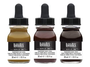 Liquitex Professional - Jeu d'encre - peinture acrylique - liguide - 3 couleurs - sienna brûlé transparent, écarlate transparent brulé, sienne brute transparente - transparent - 30 ml