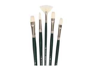 Winsor & Newton Winton - Lot de pinceaux - 5 parties - rond, éventail, plat, plat court, usé bombé - taille : 6, 3, 8