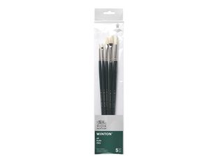 Winsor & Newton Winton - Lot de pinceaux - 5 parties - rond, plat court, plat, usé bombé - taille : 2, 6, 4