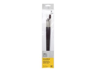 Winsor & Newton Galeria - Lot de pinceaux - 3 parties - plat, rond - taille : 4, 12