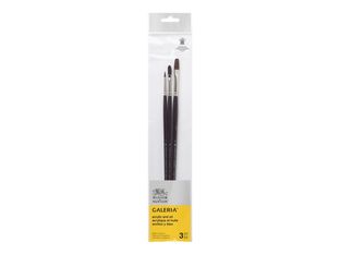 Winsor & Newton Galeria - Lot de pinceaux - 3 parties - plat, rond, usé bombé - taille : 2, 8, 4