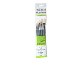 Winsor & Newton Foundation - Lot de pinceaux - 6 parties - rond, usé bombé, plat - taille : 3, 6