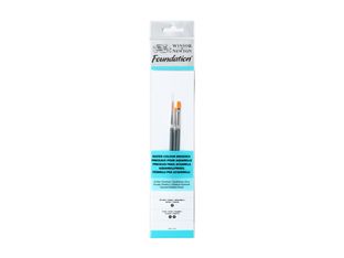 Winsor & Newton Foundation - Lot de pinceaux - 3 parties - rond, plat - taille : 3, 1, 2