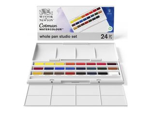 Winsor & Newton Cotman - Ensemble de peinture - 24 parties - aquarelle - 24 couleurs - couleurs assorties - fine - pan complet