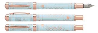 Plume ENZO VARINI "Palazzo Graphic" Bleu clair, motifs et attributs rose gold