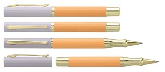 Roller ENZO VARINI "Plumo Céramique" Lila Orange, motifs et attributs dorés