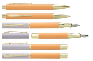 Parure : plume + bille ENZO VARINI "Plumo Céramique" Lila Orange, motifs et attributs dorés