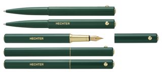 Parure bille + plume HECHTER PARIS "Hexagone Coloré" corps rond cotés plats coloris vert forêt 