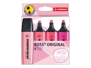 STABILO BOSS ORIGINAL - Surligneur - shades of pink - rose, pourpre, fleur de cerisier, rosy blush - 2-5 mm (pack de 4)