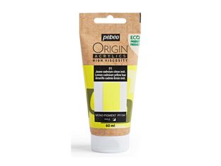 Pebeo Origin - Peinture - acrylique à base d'eau - teinte jaune citron de cadmium - semi-opaque - mat - 60 ml
