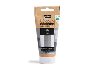 Pebeo Origin - Peinture - acrylique à base d'eau - argent - opaque - métallique - 60 ml