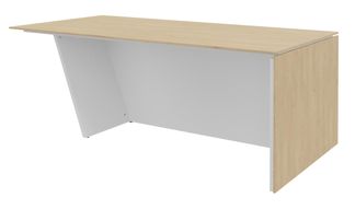 Bureau KHEOPS avec pied droit à droite - L200 - plateau imitation chêne clair - structure blanc perle