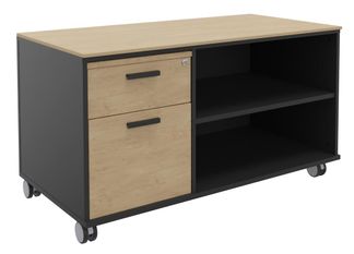 Console mobile KHEOPS - L120XP60XH66 cm - 2 tiroirs dont 1 DS - structure carbone - finition imitation chêne clair