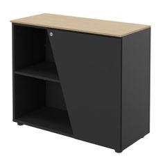 Armoire basse KHEOPS  - porte à droite - structure carbone - finition imitation chêne clair