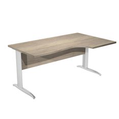 Bureau compact Trend - L160 cm - retour à droite - Pieds métals effet chromé - plateau imitation chêne canadien - (pieds de renfort obligatoire à rajouter - non inclus)