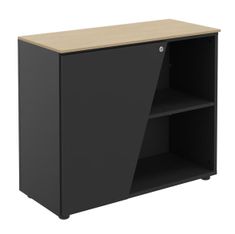 Armoire basse KHEOPS  - porte à gauche - structure carbone - finition imitation chêne clair