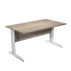 Bureau droit Trend - L140 - Pieds métals - plateau imitation chêne canadien - pied blanc