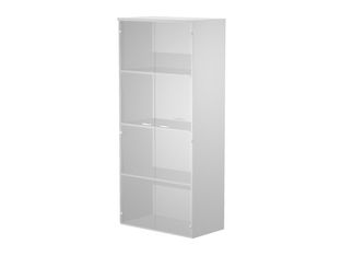 Bibliothèque haute Trend - L80xP44xH180 cm - 2 portes en verre dépoli - gris