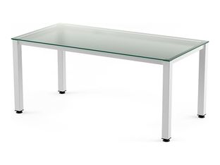 Rocada Executive - Mesa - rectangular - transparente - blanco, RAL 9003 base