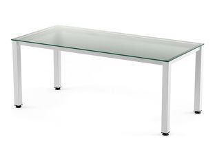 Rocada Executive - Mesa - rectangular - transparente - blanco, RAL 9003 base