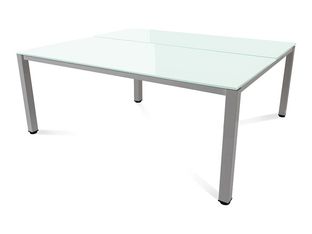 Rocada Executive - Mesa - rectangular - blanco - gris, RAL 9006 base