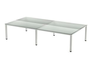 Rocada Executive - Mesa - rectangular - transparente - blanco, RAL 9003 base