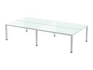 Rocada Executive - Mesa - rectangular - blanco - blanco, RAL 9003 base