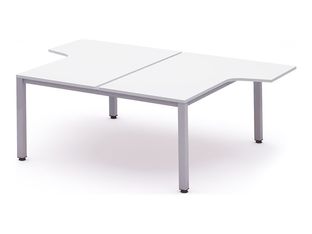 Rocada Executive - Mesa - con forma de L - blanco - gris, RAL 9006 base