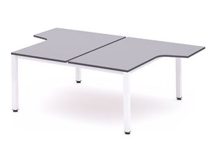 Rocada Executive - Mesa - con forma de L - gris - blanco, RAL 9003 base