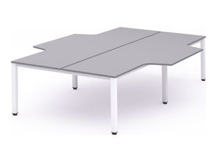 Rocada Executive - Mesa - con forma de L - gris - blanco, RAL 9003 base