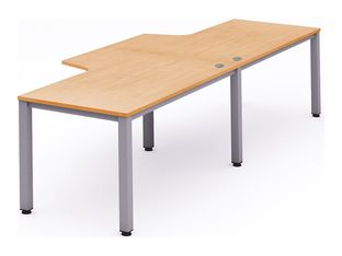 Rocada Executive - Mesa - con forma de L - verde haya - gris, RAL 9006 base