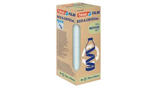 Tesafilm® Eco & Crystal – Tour de 8 Rouleaux 33 m x 19 mm - Ruban Adhésif Transparent Haute Qualité, 90 % PET Recyclé - Déroulement Silencieux