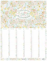 Petites Fleurs - calendrier anniversaires 32 × 42