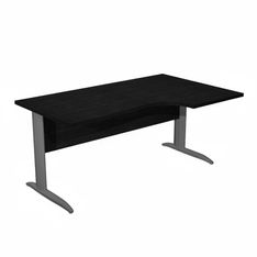 Bureau compact Trend - L160 cm - retour à droite - Pieds métals anthracite - plateau imitation frêne noir - (pieds de renfort obligatoire à rajouter - non inclus)