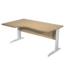 Bureau compact Trend - L160 cm - retour à gauche - Pieds métals alu - plateau imitation chêne (pied de renfort obligatoire à rajouter - non inclus)