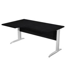 Bureau compact Trend - L160 cm - retour à gauche - Pieds métals alu - plateau imitation frêne noir (pied de renfort obligatoire à rajouter - non inclus)