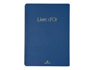 Oberthur Garance - Livre d'or - A4 (205 x 330 mm) - 64 feuilles / 128 pages - papier ivoire - couverture bleu marine - synthétique