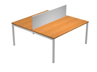 Bureau bench Trend - L140 - avec panneau de séparation - plateau imitation noyer clair
