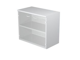 Bibliothèque haute Trend - L80xP44xH120 cm - 2 portes en verre dépoli - gris