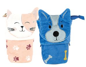 Trousse pot a crayons spa peluche 1 compartiment 2 decors assortis - Hamelin